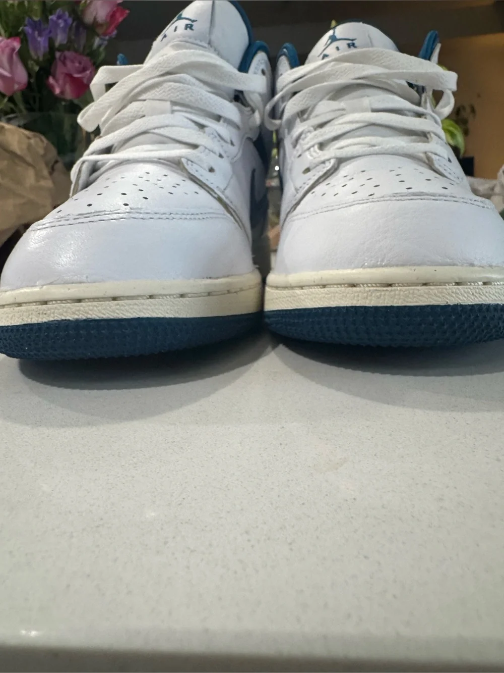Nike Air Jordan 1’s Mid, Industrial Blue/White, Size 7 Y/M
